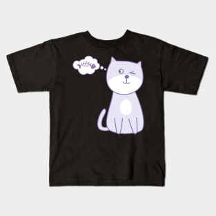 cat thinking about fish Kids T-Shirt